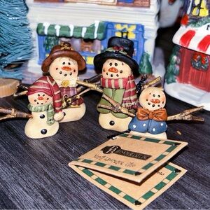 BLOSSOM BUCKET Winter Snowmen Mini festive figurines Christmas Decor Set of 4